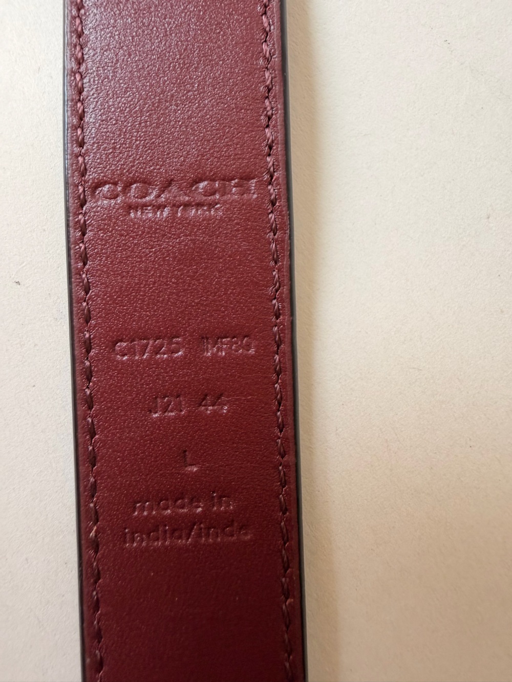 COACH Signature Buckle Belt 1941 Red | Refined Calf Leather Gold Tone C Buckle - Picture 4 of 6